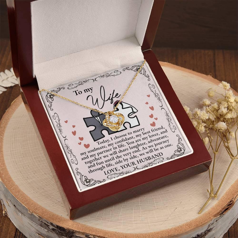 Wife Wedding Day Gift We Will Be As One Love Knot Pendant Necklace - Mallard Moon Gift Shop