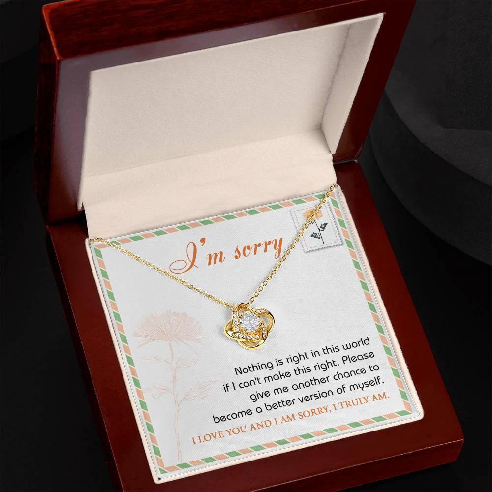 Gift for Girlfriend, Wife-Sorry, Another Chance-Love Knot Pendant Necklace