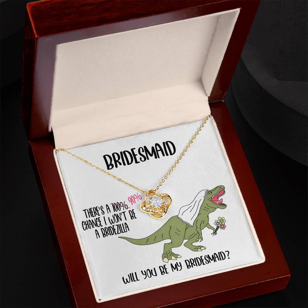 Bridesmaid Invitation Proposal Gift - Will You Be My Bridesmaid Love Knot Pendant Necklace Gift from Bridezilla - Mallard Moon Gift Shop