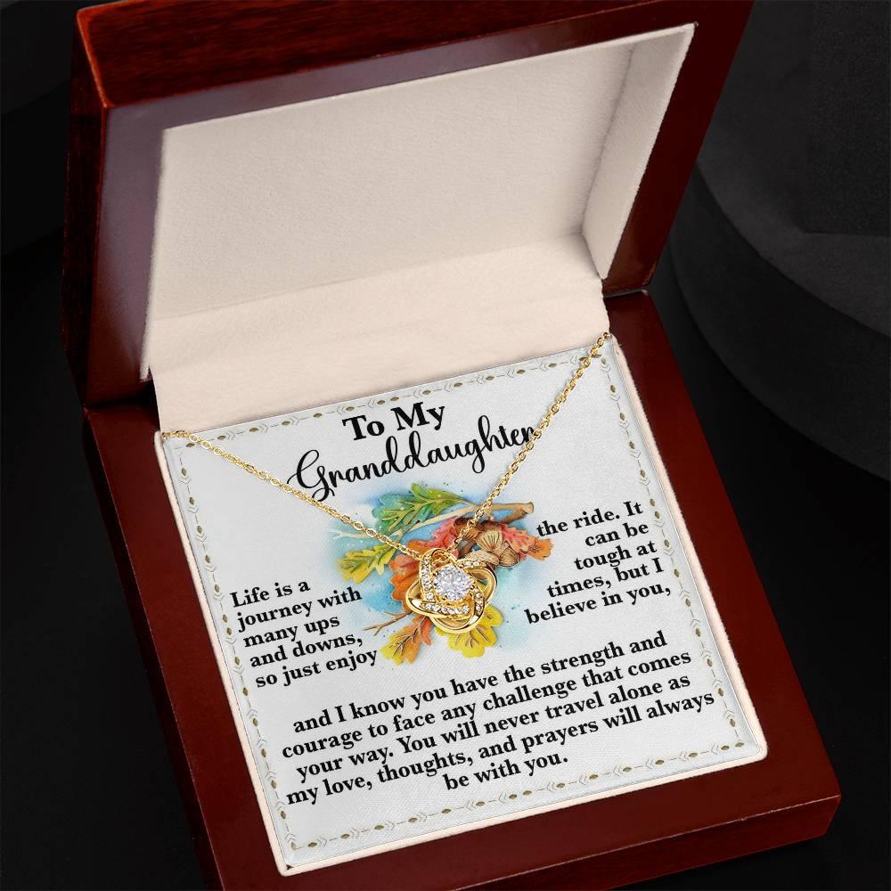 Gift for Granddaughter - Never Travel Alone - Love Knot Pendant Necklace - Mallard Moon Gift Shop
