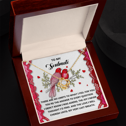 Romantic Gift for Her: Love Knot Necklace with Emotional Soulmate Message