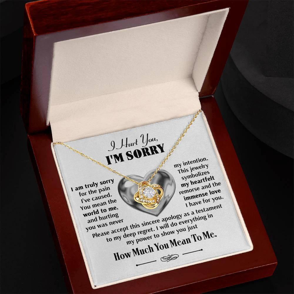 Apology Gift for Girlfriend, Wife, Soulmate - Sorry, Sincere Apology - Love Knot Pendant Necklace