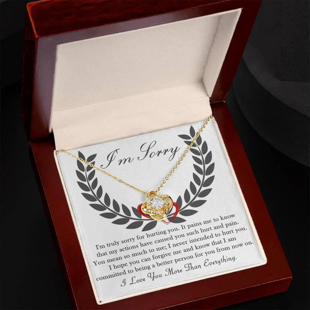 Apology Gift for Girlfriend, Wife, Soulmate - Sorry, From Now On - Love Knot Pendant Necklace