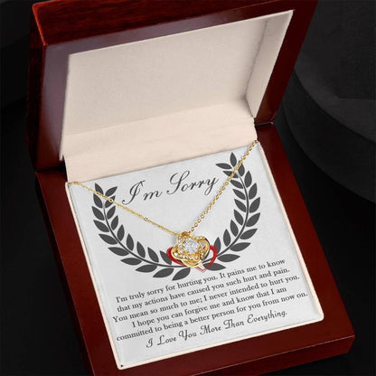 Apology Gift for Girlfriend, Wife, Soulmate - Sorry, From Now On - Love Knot Pendant Necklace - Mallard Moon Gift Shop
