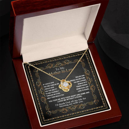 Mother-in-Law Gift You Took Me Into Your Heart and Home Love Knot Pendant Necklace - Mallard Moon Gift Shop