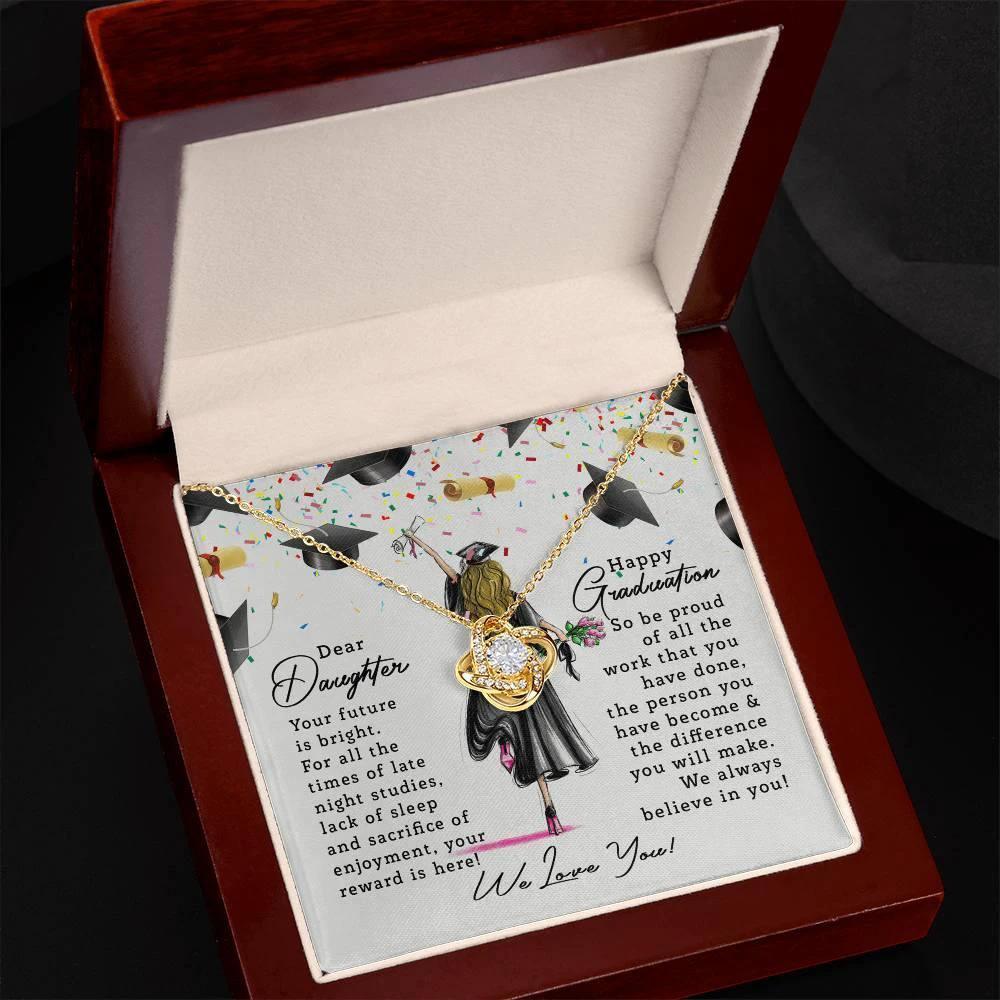 Graduation Gift for Daughter Your Future is Bright Love Knot Pendant Necklace