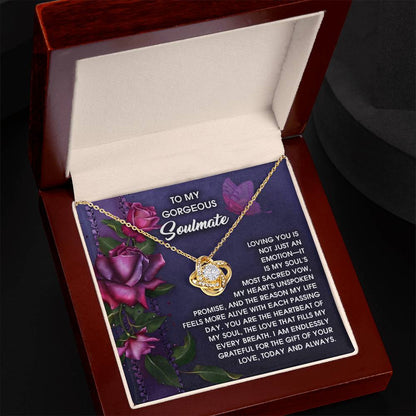 Romantic Anniversary, Valentine's Day Gift for Soulmate, Wife, Girlfriend - Unspoken Promise - Love Knot Pendant Necklace - Mallard Moon Gift Shop