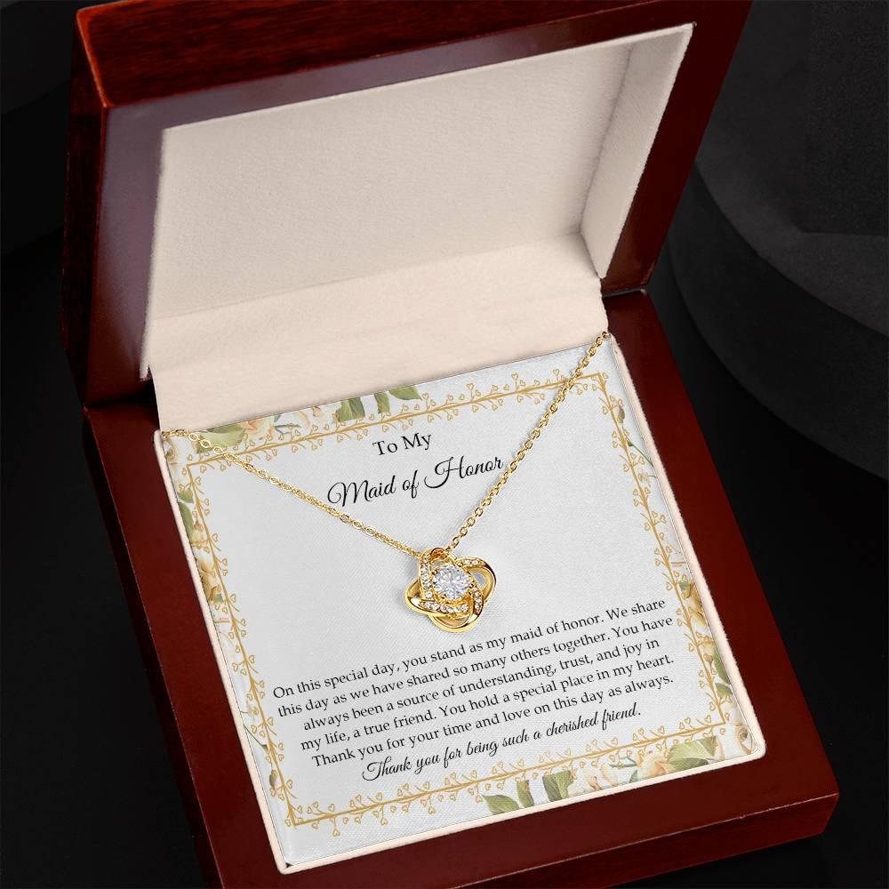 Maid of Honor Wedding Day Gift - Share This Day - Love Knot Pendant Necklace - Mallard Moon Gift Shop