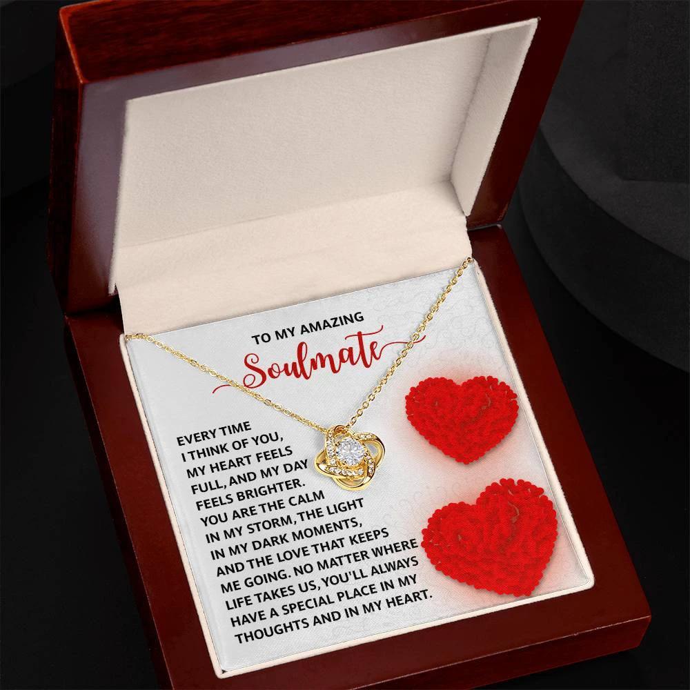 Romantic Anniversary, Valentine's Day Gift for Soulmate, Wife, Girlfriend - Place In My Heart - Love Knot Pendant Necklace