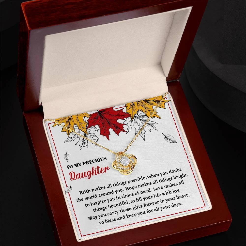 Daughter Gift - Fill Your Life With Joy - Love Knot Pendant Necklace