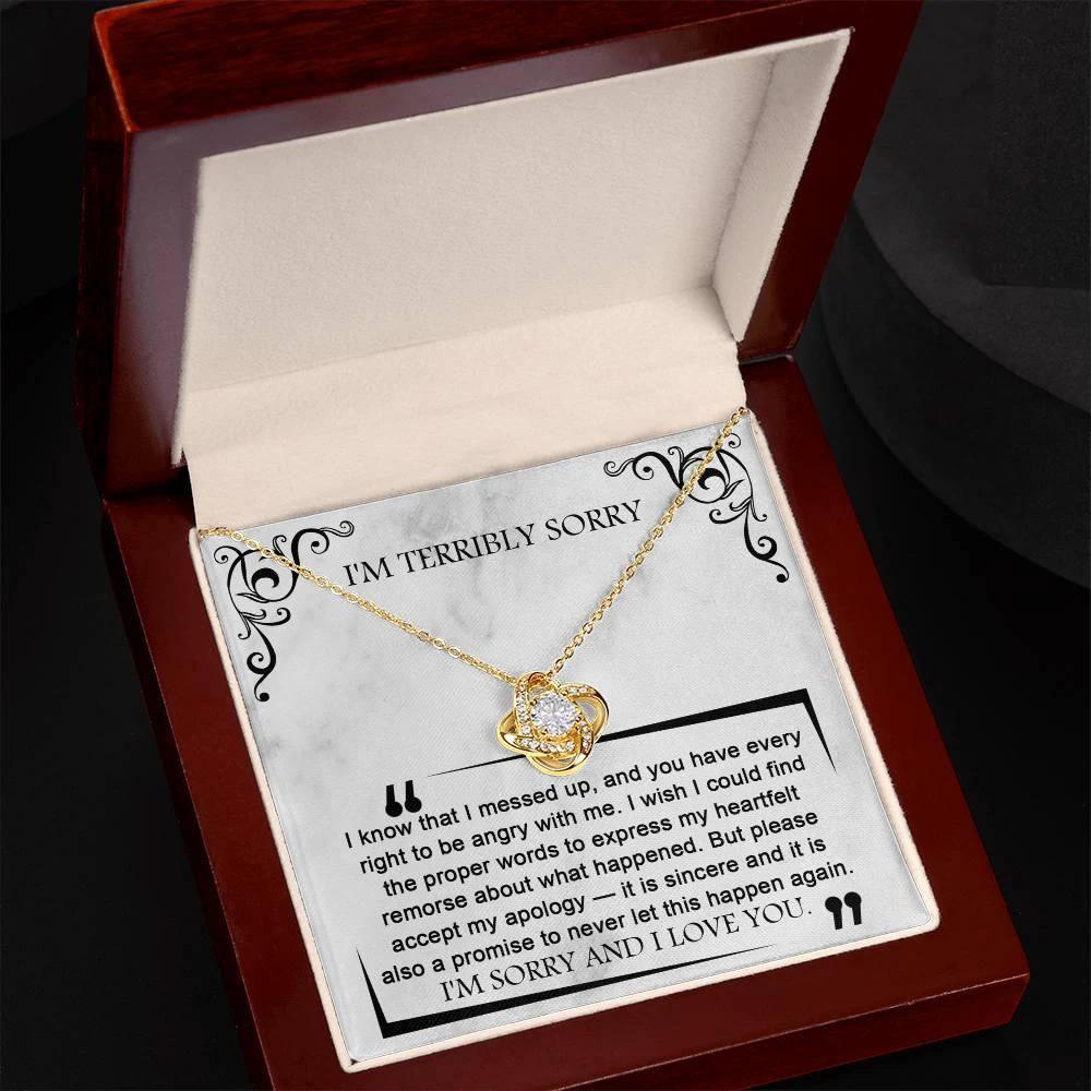 Apology Gift for Girlfriend, Wife, Soulmate - Sorry, Angry With Me - Love Knot Pendant Necklace