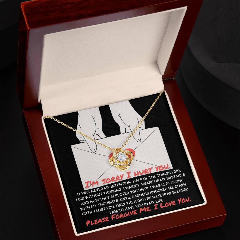 Apology Gift for Girlfriend, Wife, Soulmate-Sorry, Without Thinking - Love Knot Pendant Necklace - Mallard Moon Gift Shop