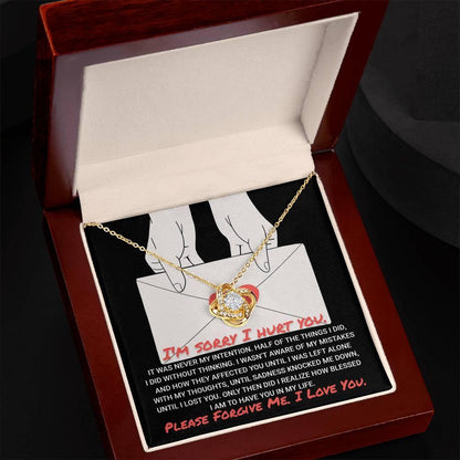 Apology Gift for Girlfriend, Wife, Soulmate-Sorry, Without Thinking - Love Knot Pendant Necklace - Mallard Moon Gift Shop