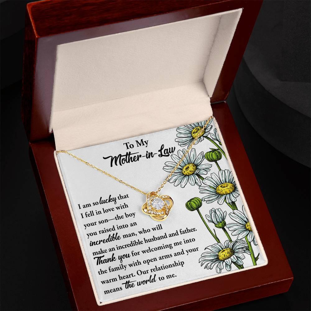 Gift for Mother-in-Law from Daughter-in-Law You Raised an Incredible Man Love Knot Pendant Necklace - Mallard Moon Gift Shop