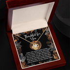 Thanksgiving Gift for Her – “Thankful for You” Love Knot Necklace with Message Card | Family & Friendship Appreciation Jewelry
