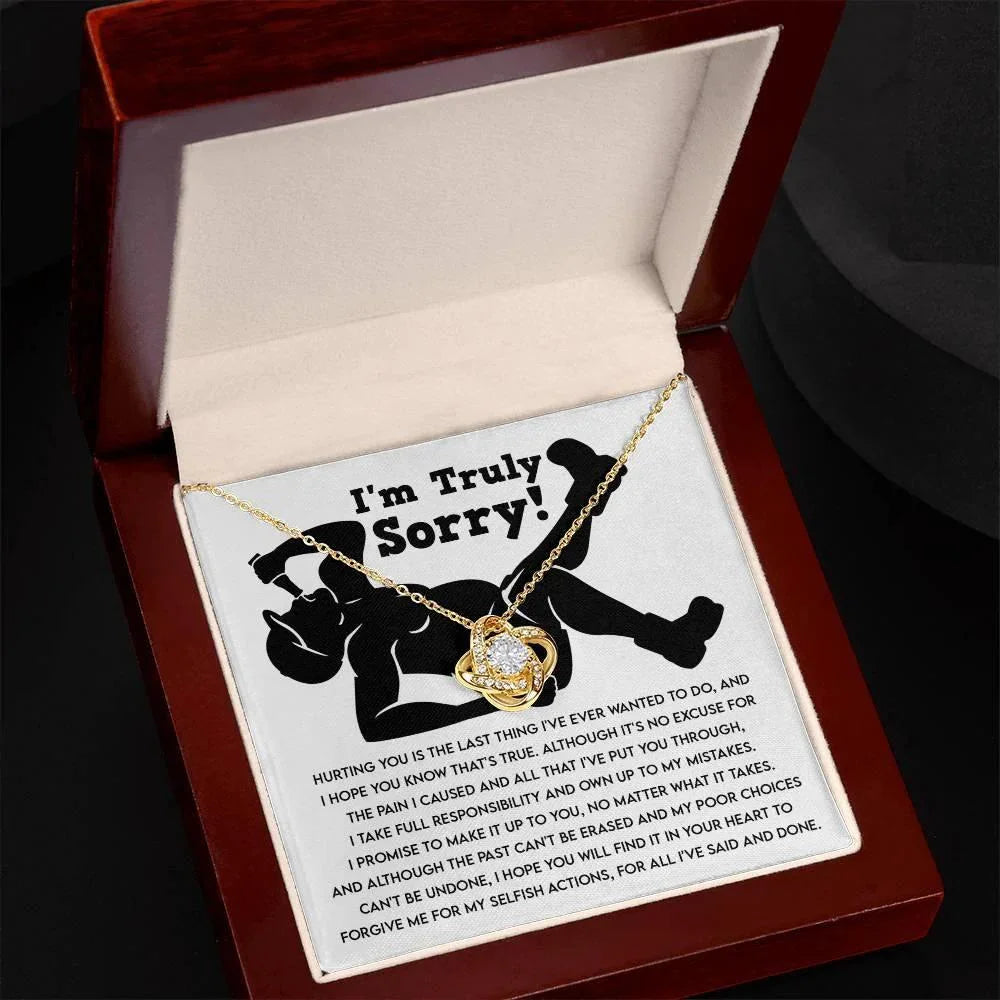 Apology Gift for Girlfriend, Wife, Soulmate - Sorry, Selfish Actions - Love Knot Pendant Necklace