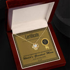 World's Greatest Mom Personalized Certificate of Achievement- Love Knot Necklace