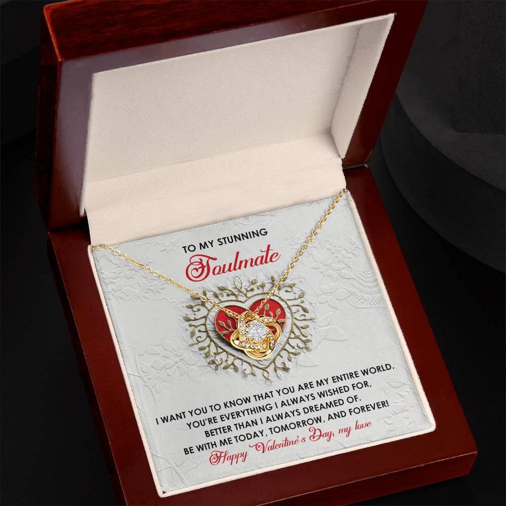 Romantic Valentine's Day Gift for Soulmate, Wife, Girlfriend -You Are My Entire World - Love Knot Pendant Necklacee