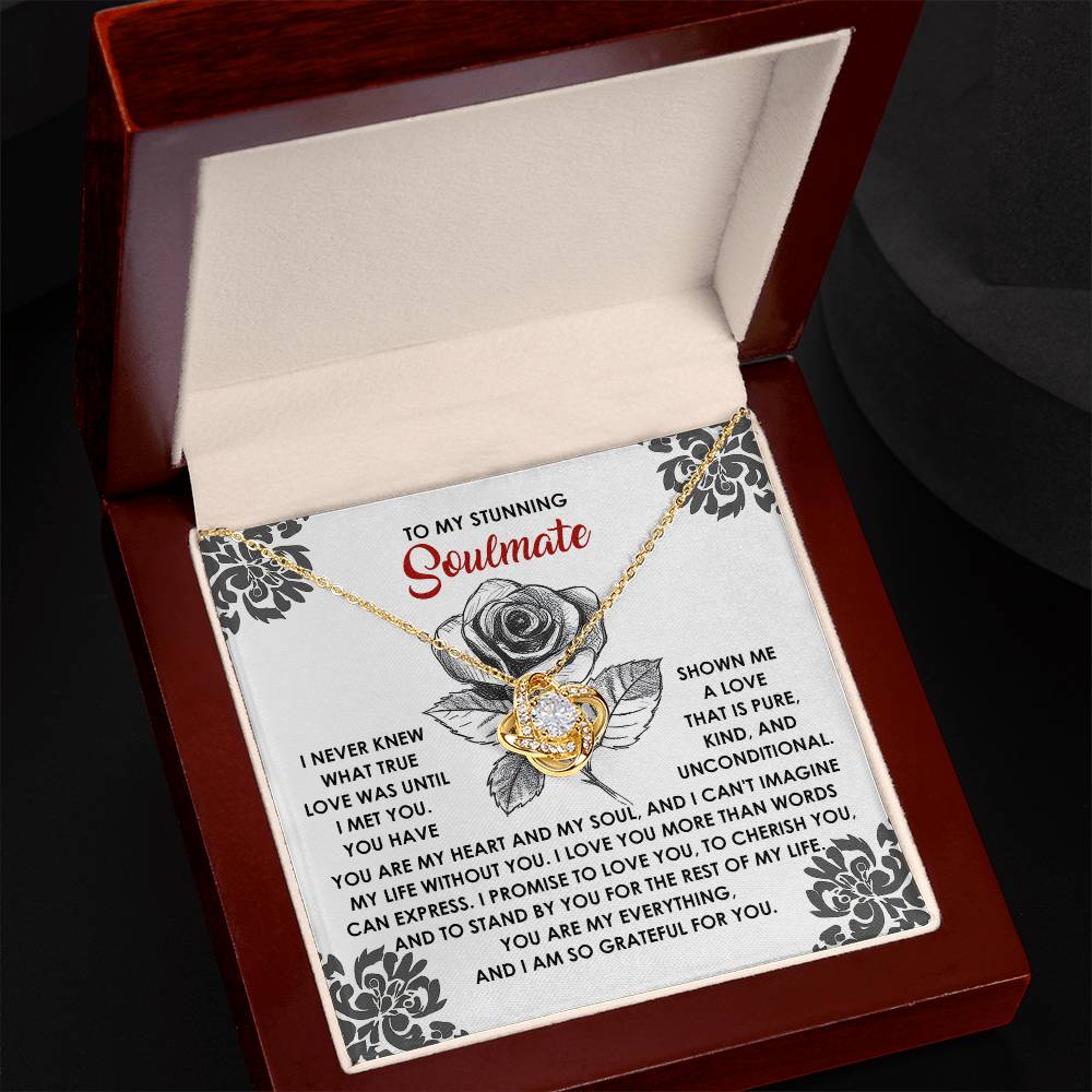 To My Stunning Soulmate Love Knot Necklace – A Romantic Gift to Cherish and Celebrate Unconditional Love - Mallard Moon Gift Shop