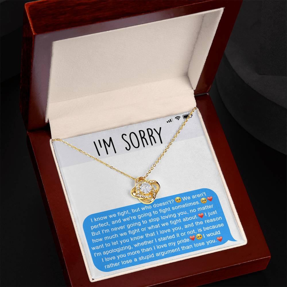Apology Gift for Girlfriend, Wife, Soulmate - Sorry, Stupid Argument - Love Knot Pendant Necklace - Mallard Moon Gift Shop