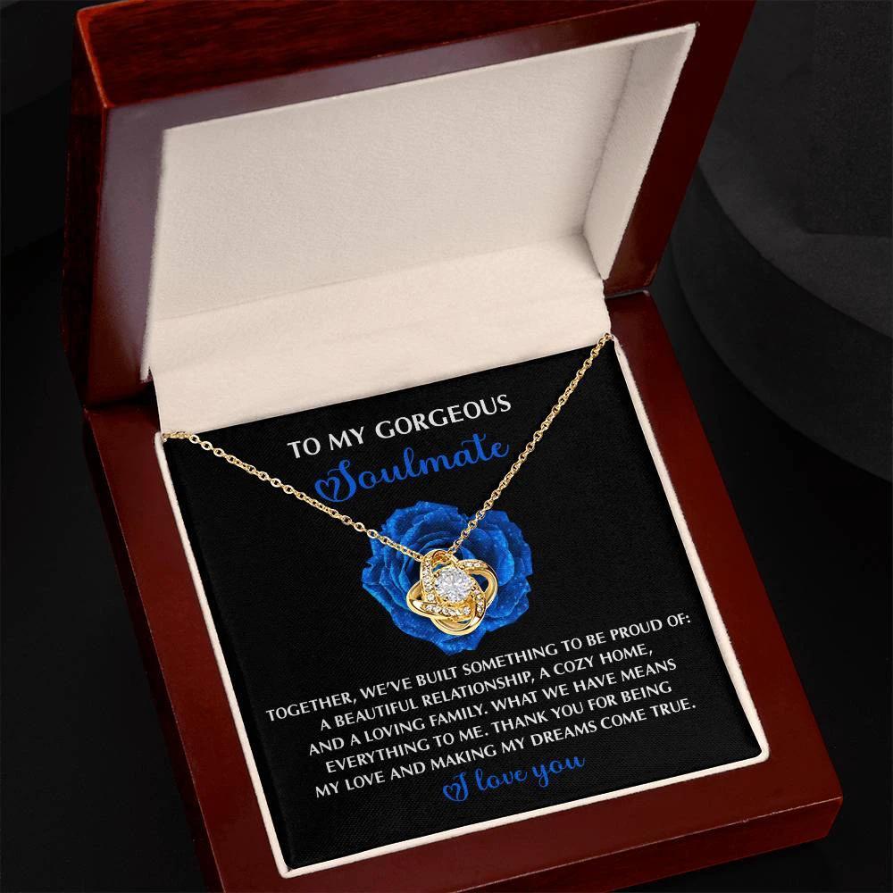 Romantic Gift for Wife or Girlfriend - Love Knot Pendant Necklace with Heartfelt Message for Soulmates