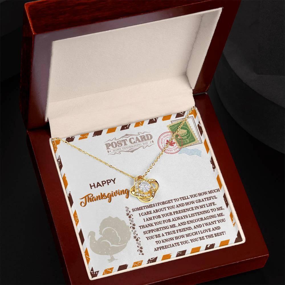 Happy Thanksgiving Gift for Her – True Friend Message Card Necklace, Meaningful Appreciation Jewelry for Best Friend, Sister, or Loved One