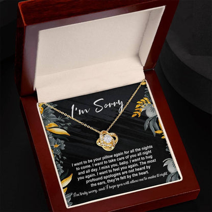 Gift for Girlfriend, Wife - Sorry, Be Your Pillow - Love Knot Pendant Necklace - Mallard Moon Gift Shop