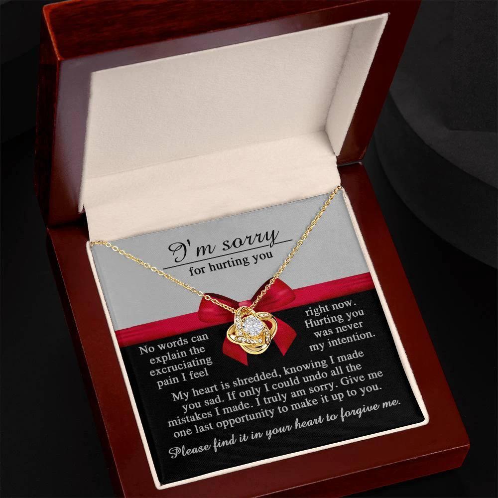 Apology Gift for Girlfriend, Wife, Soulmate - Sorry, Made You Sad - Love Knot Pendant Necklace