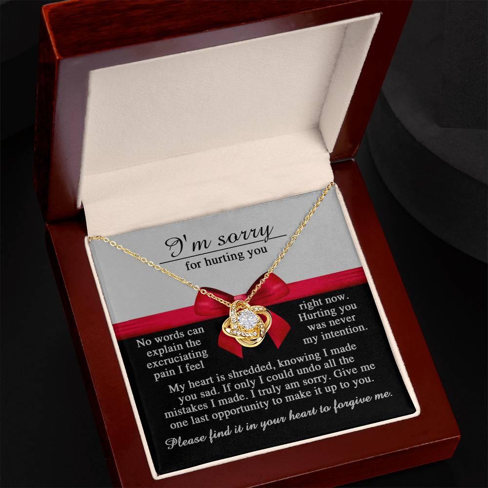 Apology Gift for Girlfriend, Wife, Soulmate - Sorry, Made You Sad - Love Knot Pendant Necklace - Mallard Moon Gift Shop