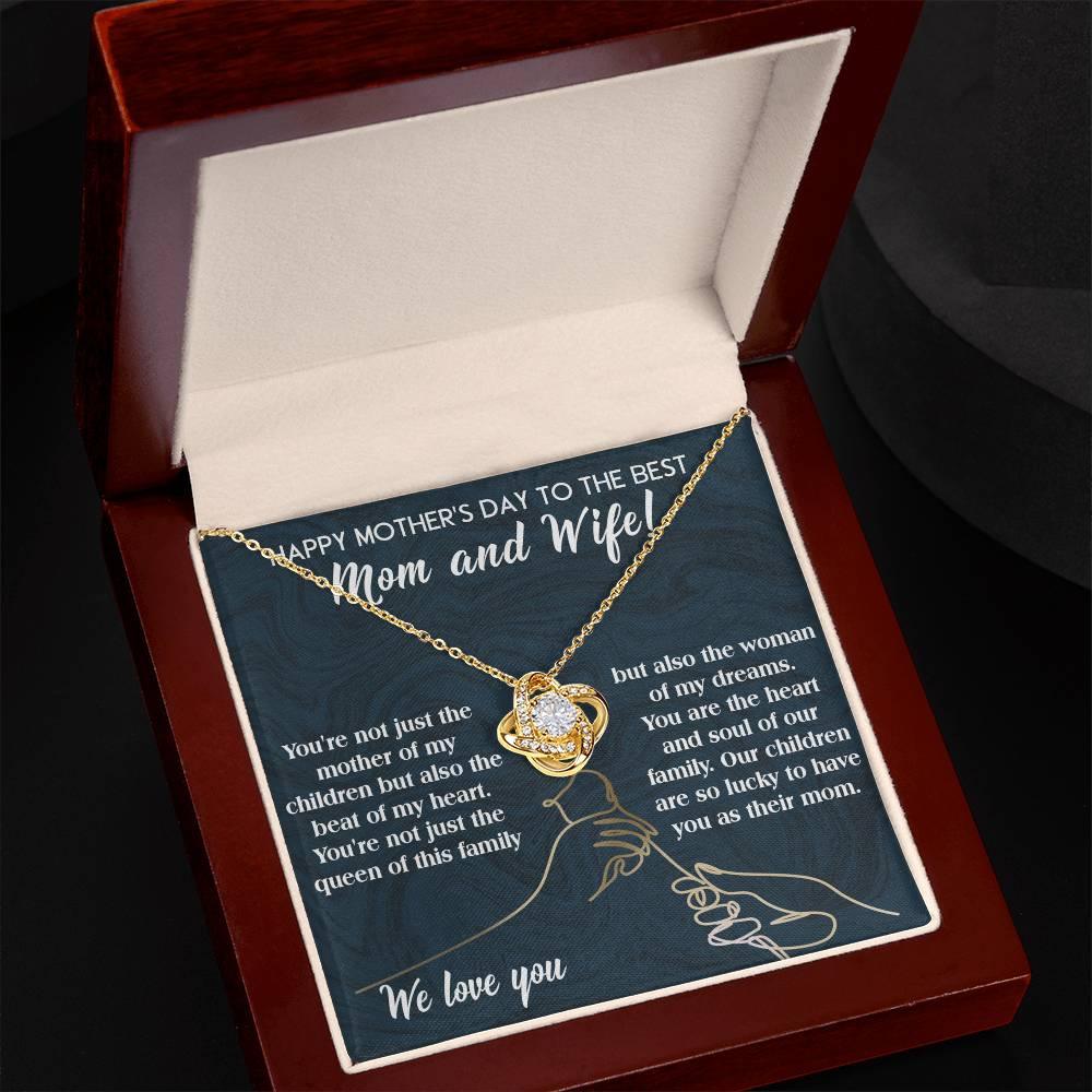 Mother's Day Gift to Wife You're the Mother of My Children and the Beat of My Heart Love Knot Pendant Necklace - Mallard Moon Gift Shop