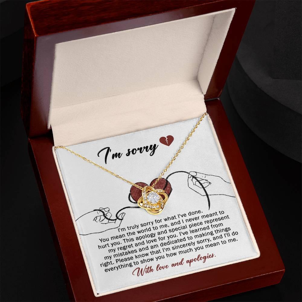 Apology Gift for Girlfriend, Wife, Soulmate - Sorry, Mean The World - Love Knot Pendant Necklace - Mallard Moon Gift Shop