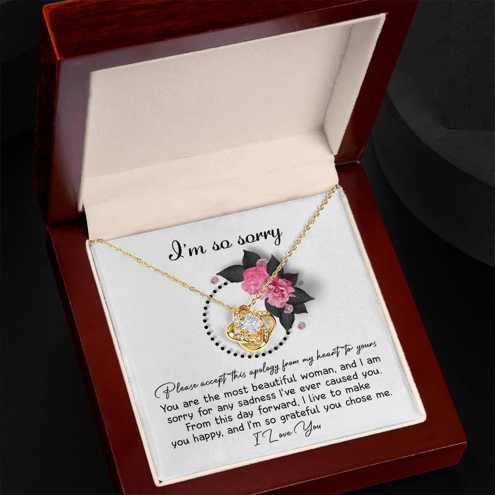 Apology Gift for Girlfriend, Wife, Soulmate - Sorry, Make You Happy - Love Knot Pendant Necklace - Mallard Moon Gift Shop