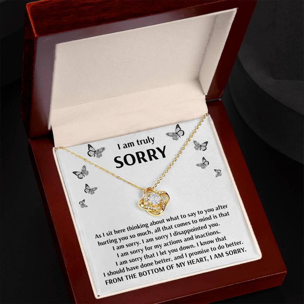 Apology Gift for Girlfriend, Wife, Soulmate - Sorry, Done Better - Love Knot Pendant Necklace
