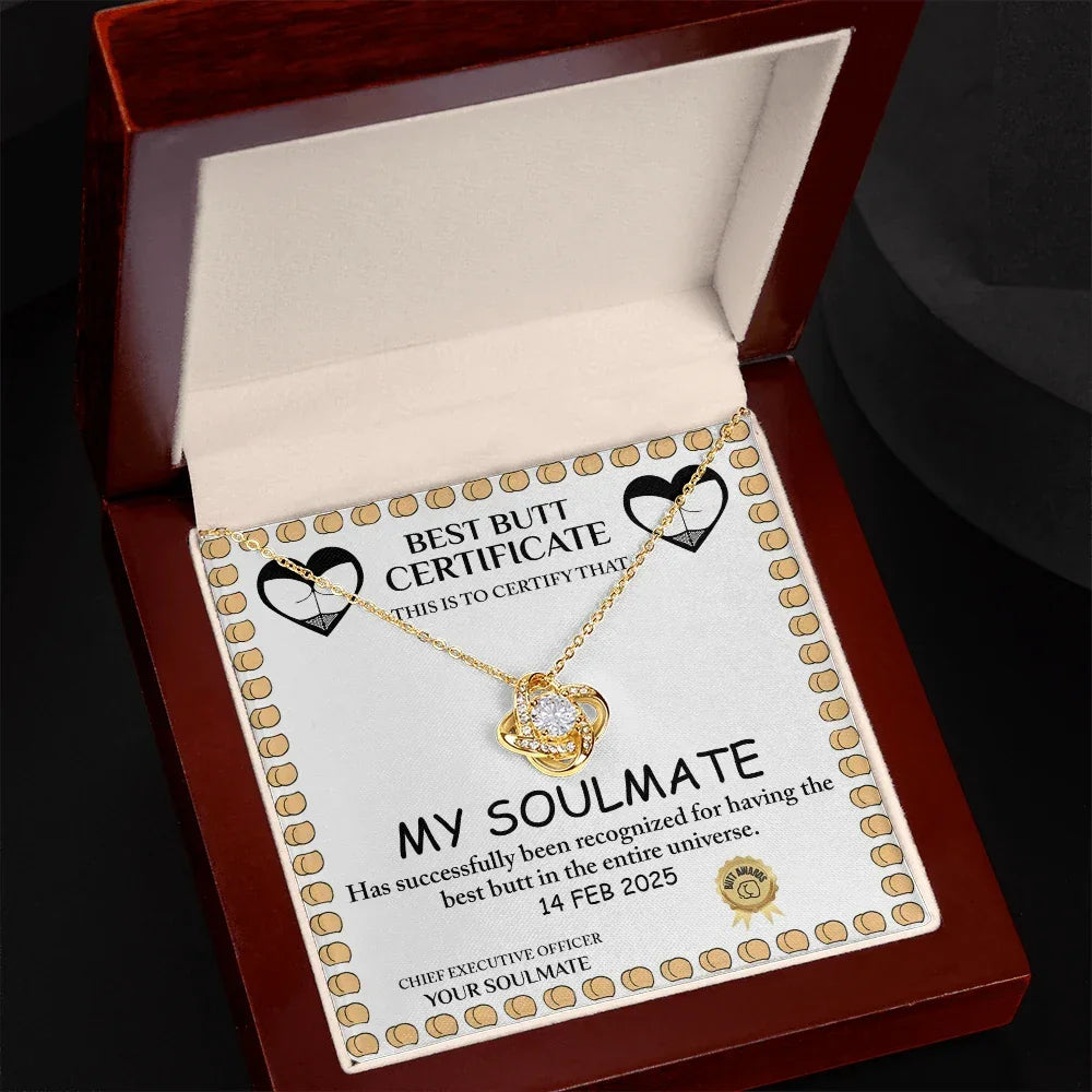 Best Butt & Endless Love Certified! Funny Love Knot Necklace Valentine's Day Gift
