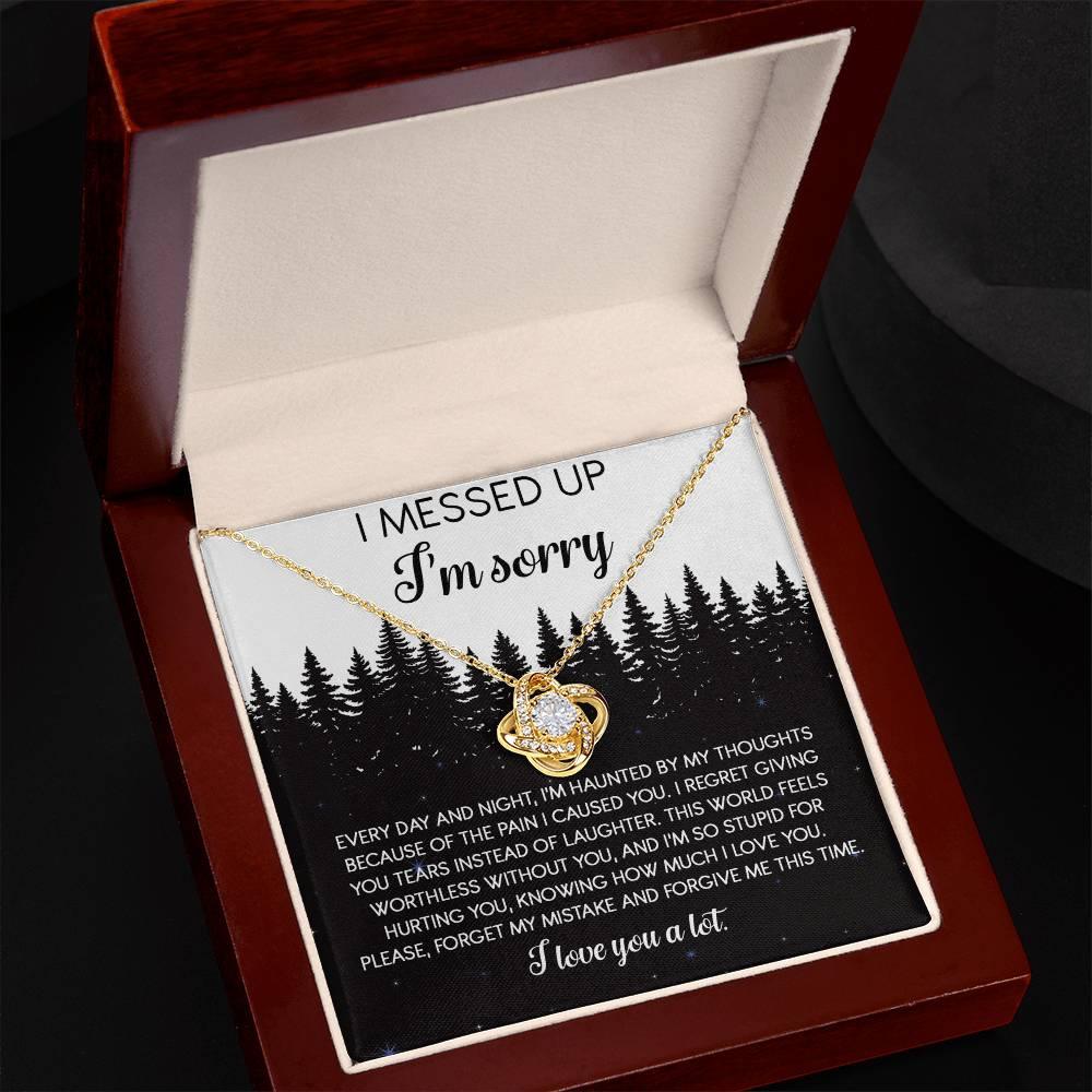 Apology Gift for Girlfriend, Wife, Soulmate - Sorry, By My Thoughts - Love Knot Pendant Necklace - Mallard Moon Gift Shop