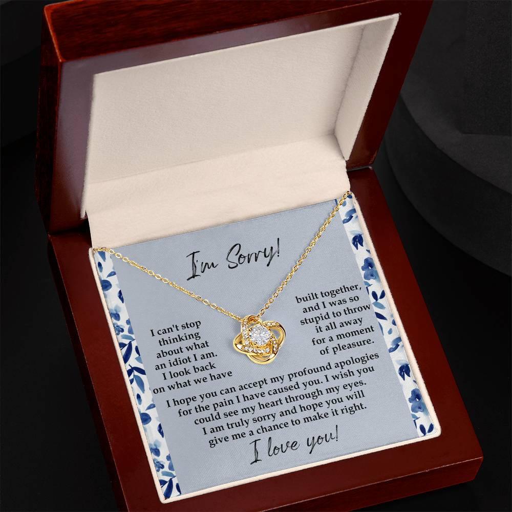 Apology Gift for Girlfriend, Wife, Soulmate - Sorry, Through My Eyes - Love Knot Pendant Necklace - Mallard Moon Gift Shop