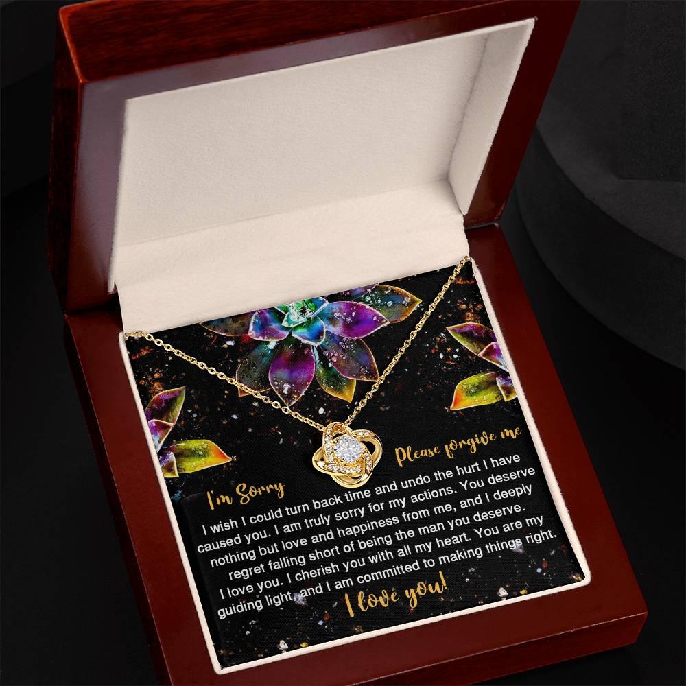 Apology Gift for Girlfriend, Wife, Soulmate - Sorry, All My Heart - Love Knot Pendant Necklace - Mallard Moon Gift Shop