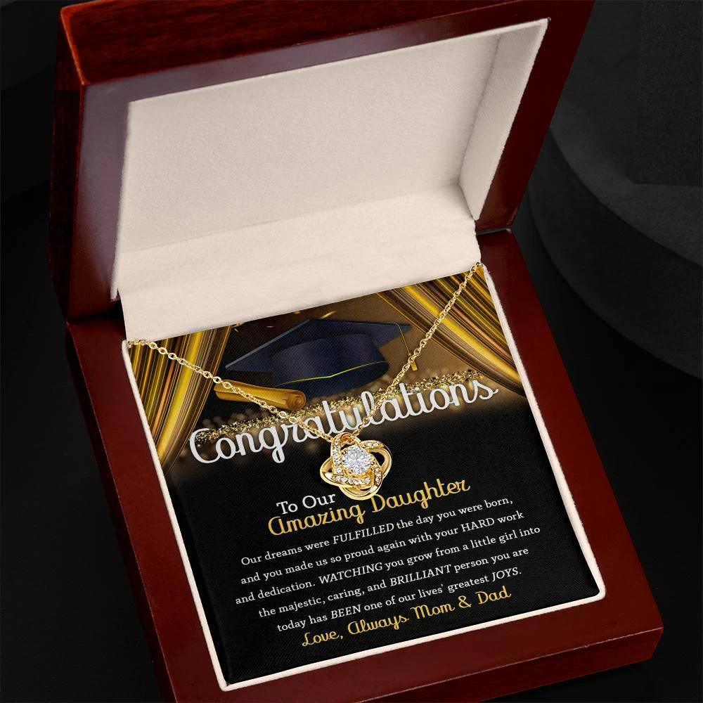 Daughter Graduation Jewelry Necklace with Message Card from Mom and Dad - You Made Us So Proud