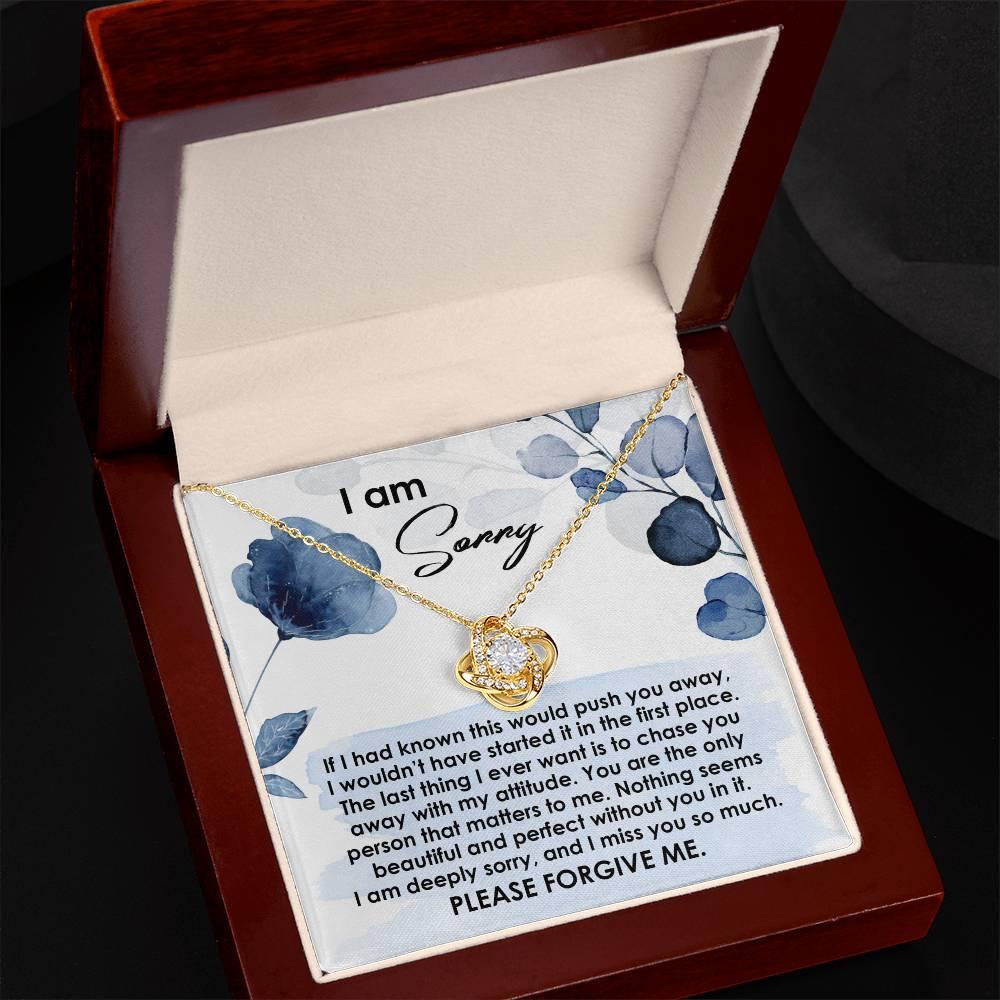 Apology Gift for Girlfriend, Wife, Soulmate - Sorry, Push You Away - Love Knot Pendant Necklace - Mallard Moon Gift Shop