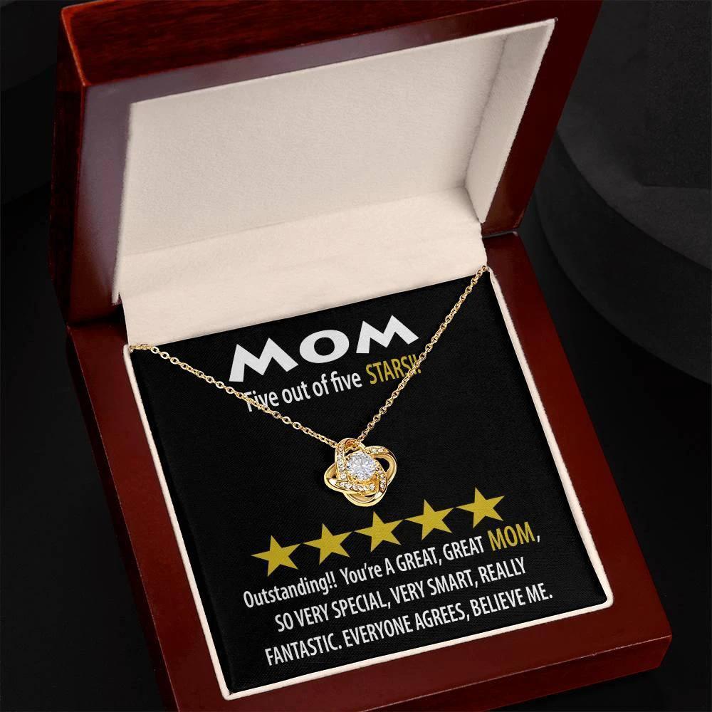 Mom - Five of Five Stars Outstanding You're A Great, Great Mom Love Knot Necklace