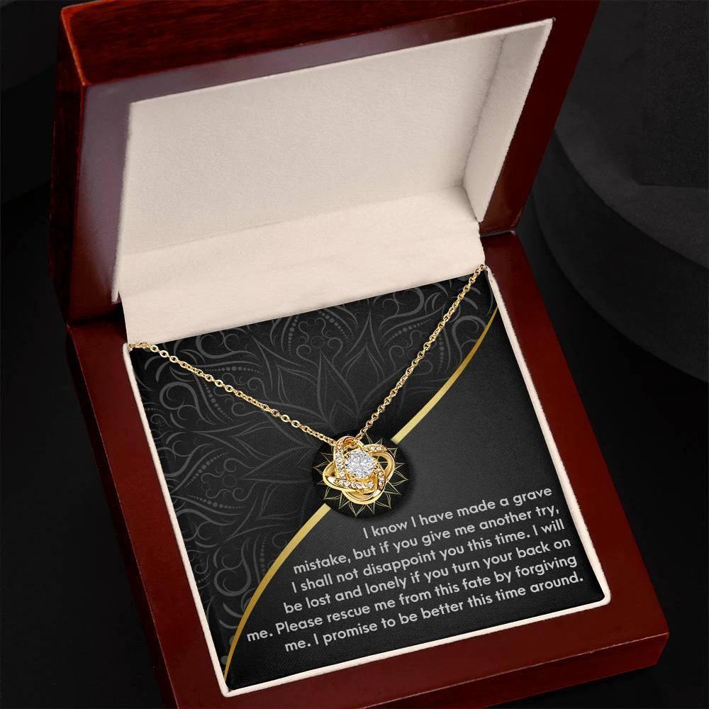 Apology Gift for Girlfriend, Wife, Soulmate-Sorry, Turn Your Back-Love Knot Pendant Necklace