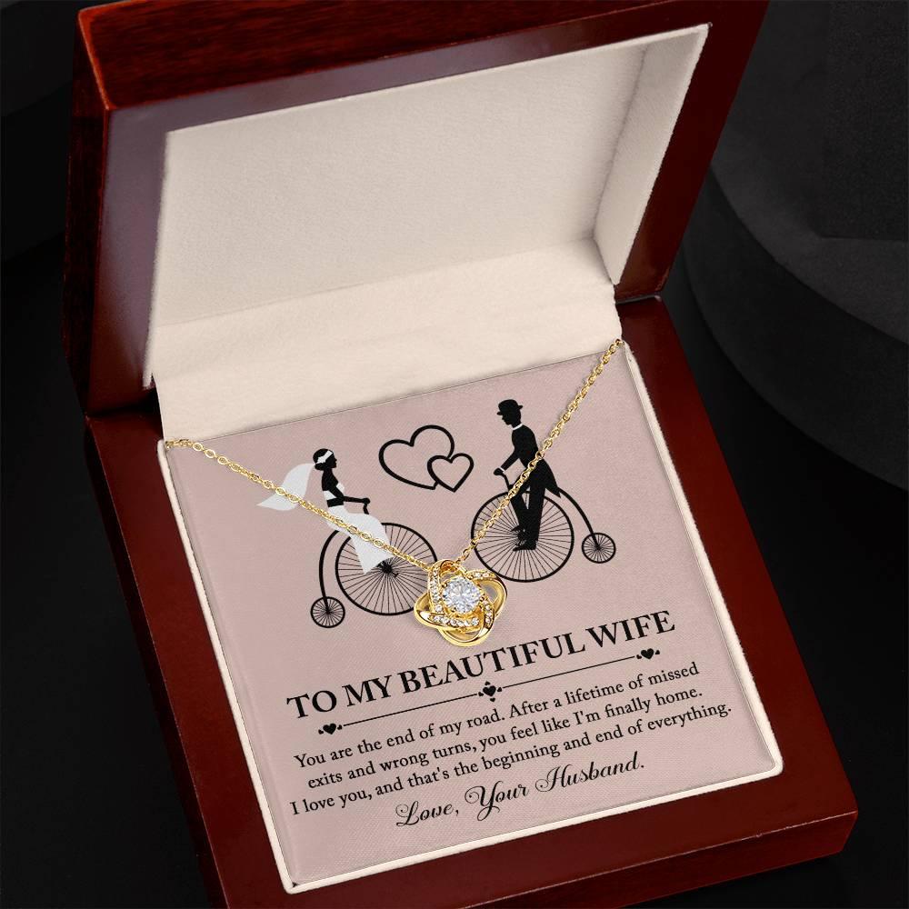 Wife Wedding Day Gift - I'm Finally Home Love Knot Pendant Necklace - Mallard Moon Gift Shop