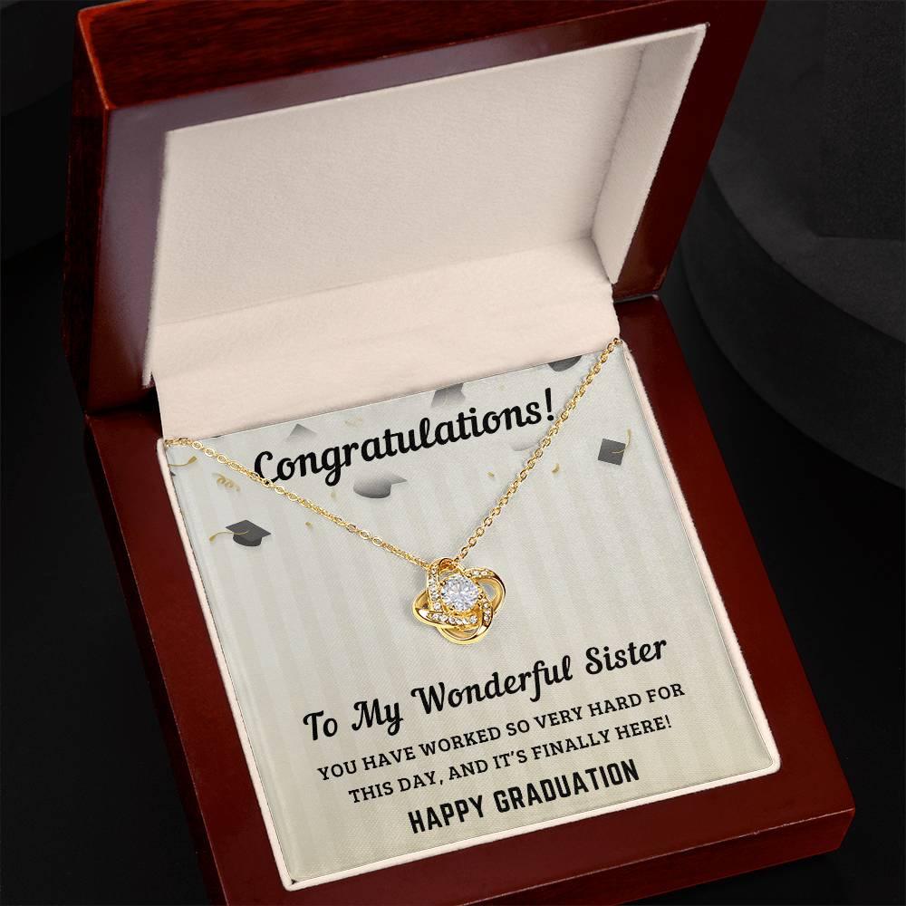Sister Graduation Gift Congratulations You Have Worked So Hard Love Knot Pendant Necklace - Mallard Moon Gift Shop