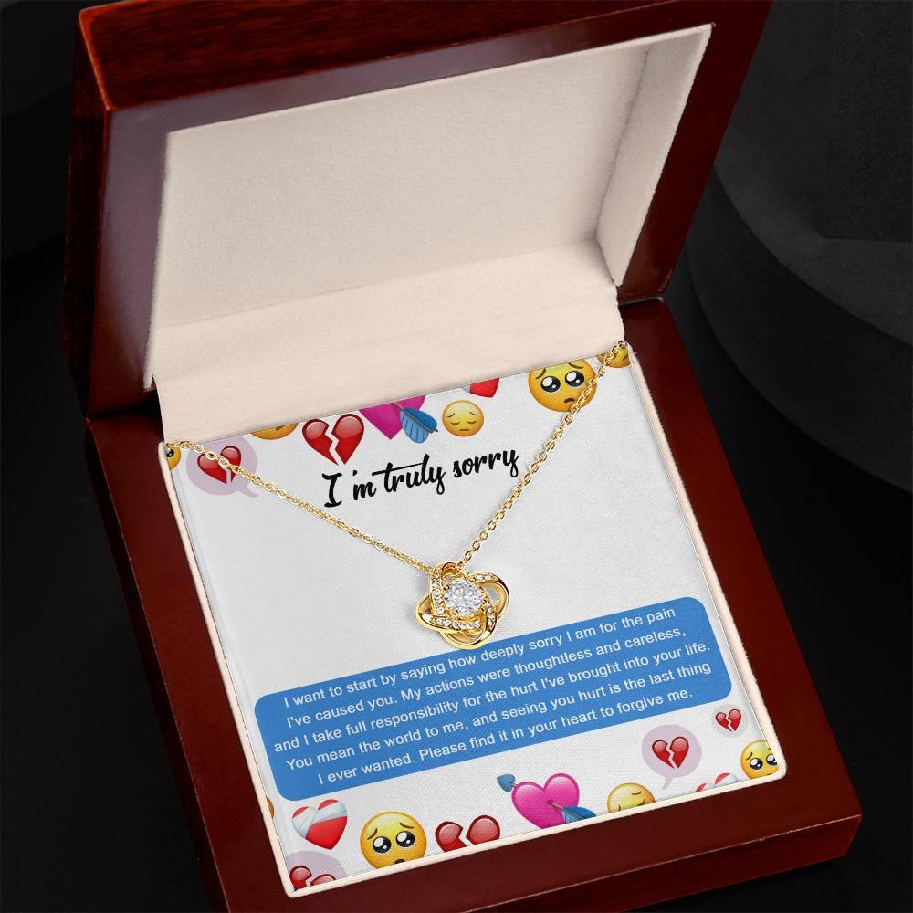 Apology Gift for Girlfriend, Wife, Soulmate - Sorry, How Deeply Sorry - Love Knot Pendant Necklace - Mallard Moon Gift Shop