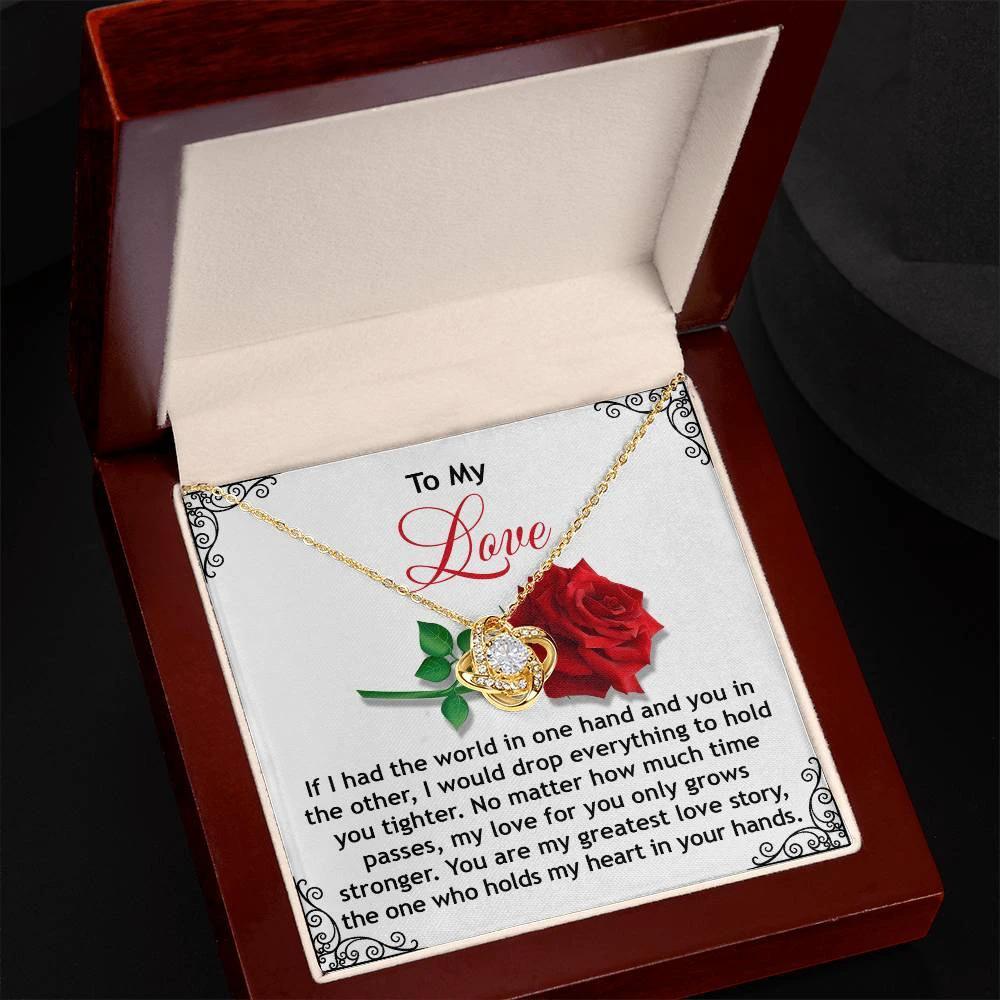 Romantic Anniversary, Valentine's Day Gift for Soulmate, Wife, Girlfriend - Greatest Love Story - Love Knot Pendant Necklace