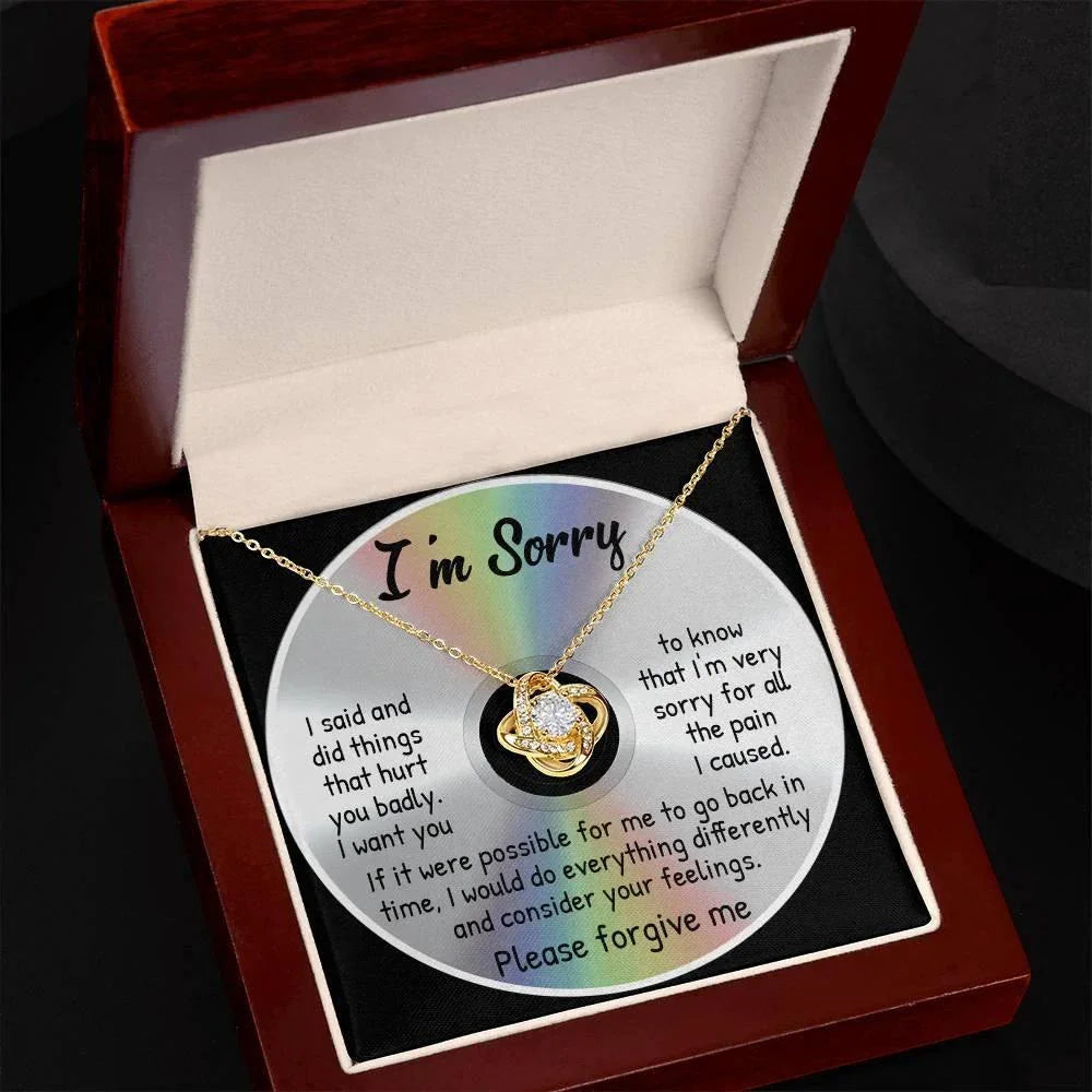 Apology Gift for Girlfriend, Wife, Soulmate - Sorry, Back In Time - Love Knot Pendant Necklace
