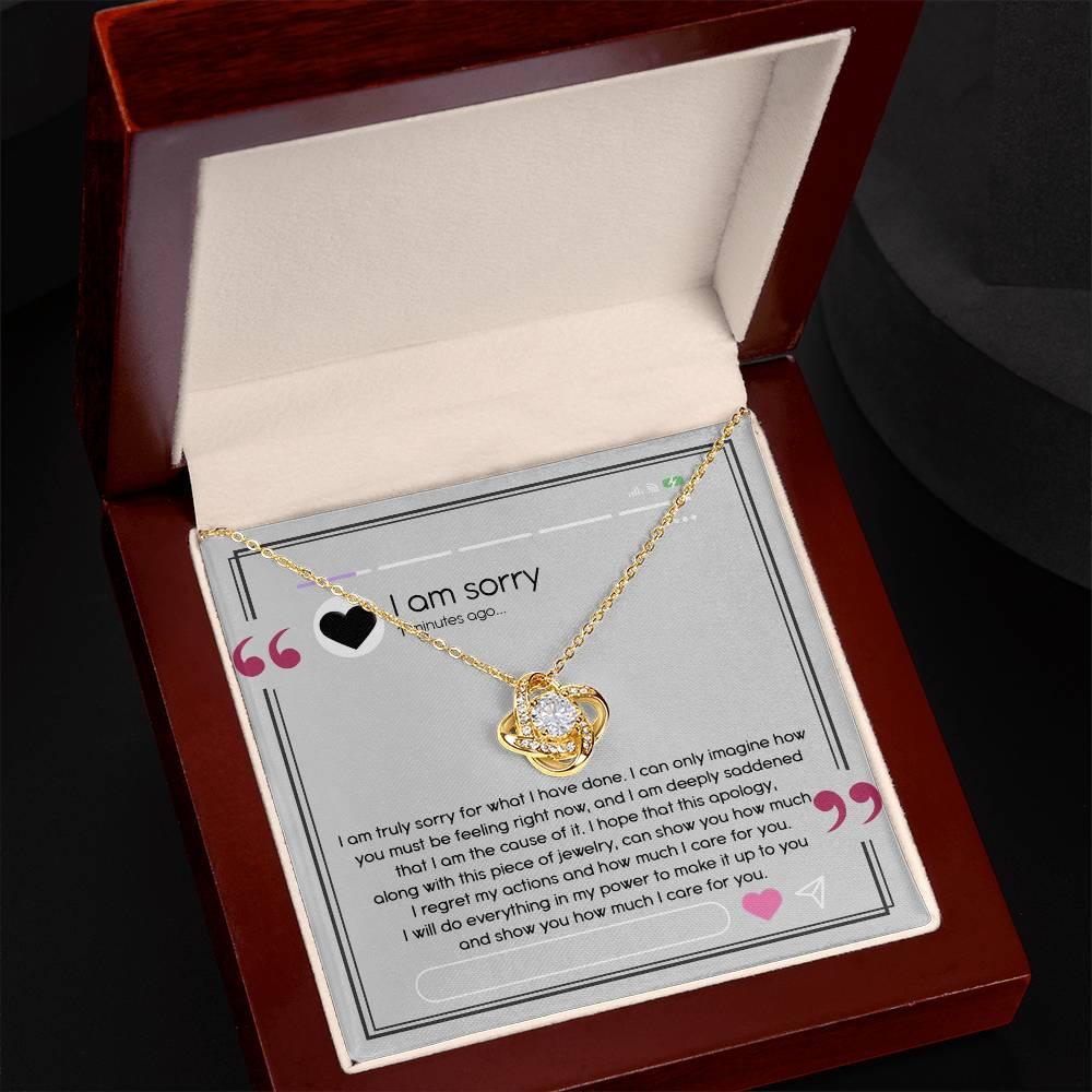 Gift for Girlfriend, Wife - Sorry, I Care For You - Love Knot Pendant Necklace - Mallard Moon Gift Shop