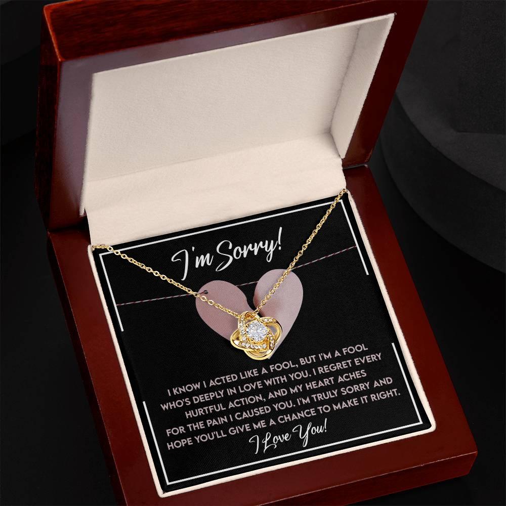 Apology Gift for Girlfriend, Wife, Soulmate - Sorry, Deeply In Love - Love Knot Pendant Necklace - Mallard Moon Gift Shop