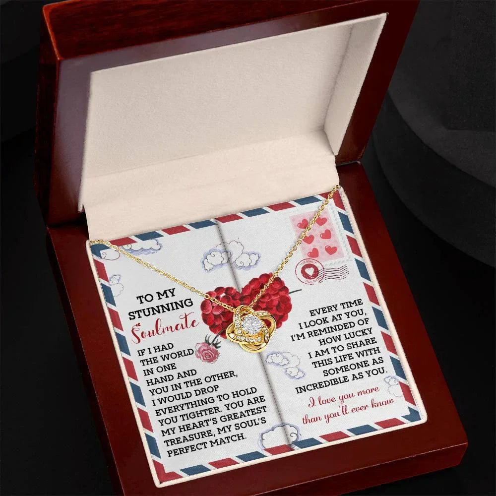Romantic Anniversary, Valentine's Day Gift for Soulmate, Wife, Girlfriend - My Heart’s Greatest Treasure - Love Knot Pendant Necklace