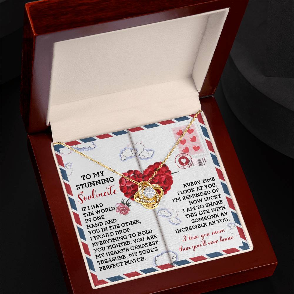 Romantic Anniversary, Valentine's Day Gift for Soulmate, Wife, Girlfriend - My Heart’s Greatest Treasure - Love Knot Pendant Necklace - Mallard Moon Gift Shop